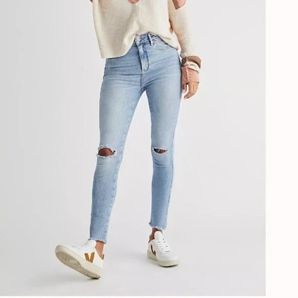 Free People Light Blue Distressed Skinny Jeans